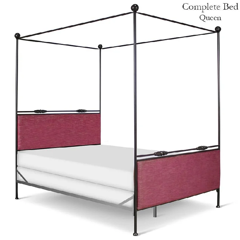 Bamboo - charcoal infused mattresses for odor absorptionUpholstered Canopy Bed 43360 | Metal bed with upholstered headboard panel and a straight canopy Bamboo - charcoal infused mattresses for odor absorptionUpholstered Canopy Bed 43360 | Metal bed with upholstered headboard panel and a straight canopy