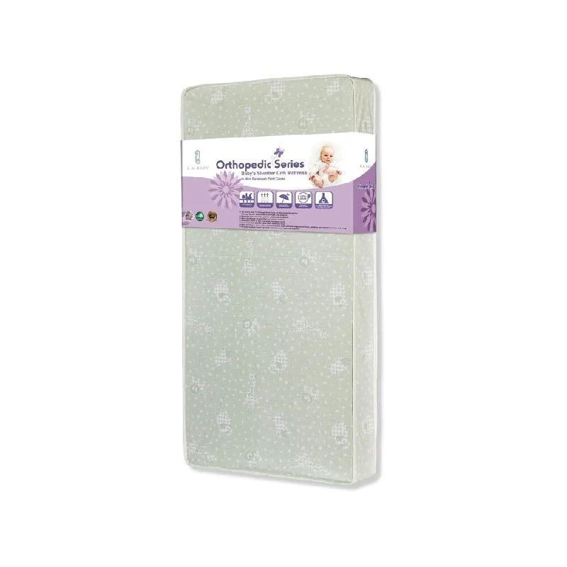Memory foam mattresses for pressure relief and contouringBaby's Slumber Crib Mattress in Mint Savannah Print Cover