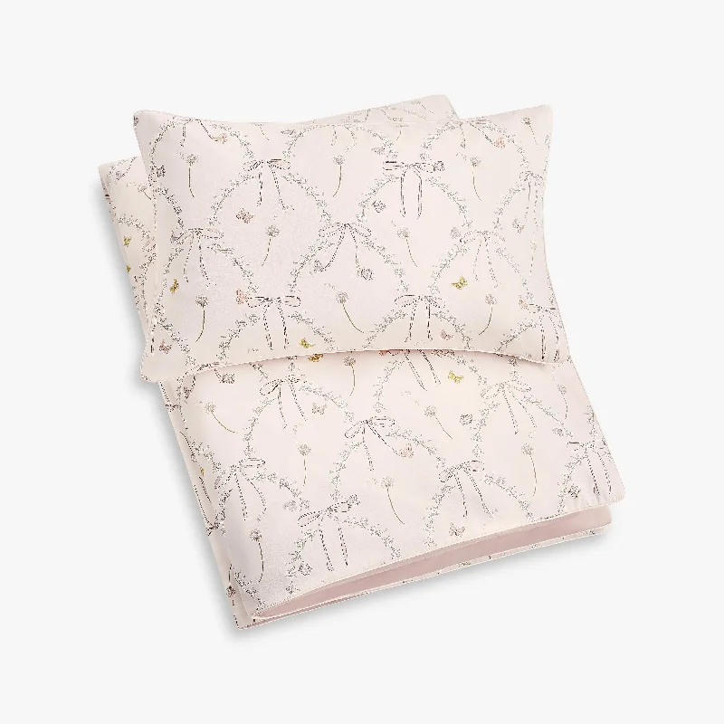 Jersey cotton duvet covers for a stretchy and comfortable fitBows & Butterfly Kisses Toddler Duvet - Pink Jersey cotton duvet covers for a stretchy and comfortable fitBows & Butterfly Kisses Toddler Duvet - Pink
