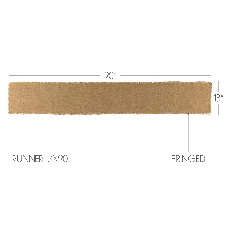 Burlap Natural Runner Fringed 13x90