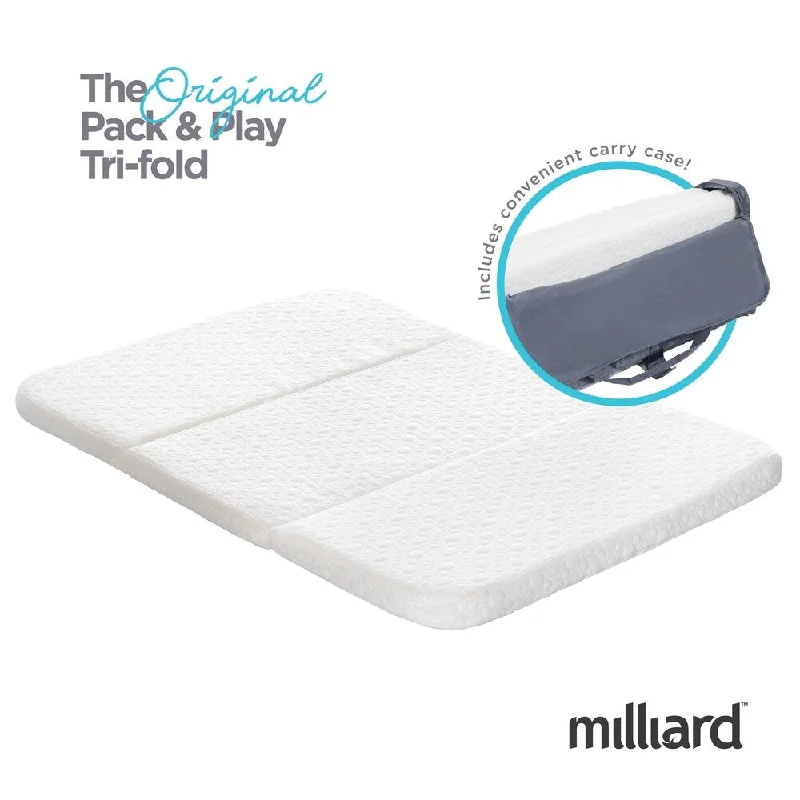 Latex mattresses with natural bounce and breathabilityMilliard Pack and Play / Playard / Mattress, Conveniently Folds Into Bonus Carry Bag Latex mattresses with natural bounce and breathabilityMilliard Pack and Play / Playard / Mattress, Conveniently Folds Into Bonus Carry Bag