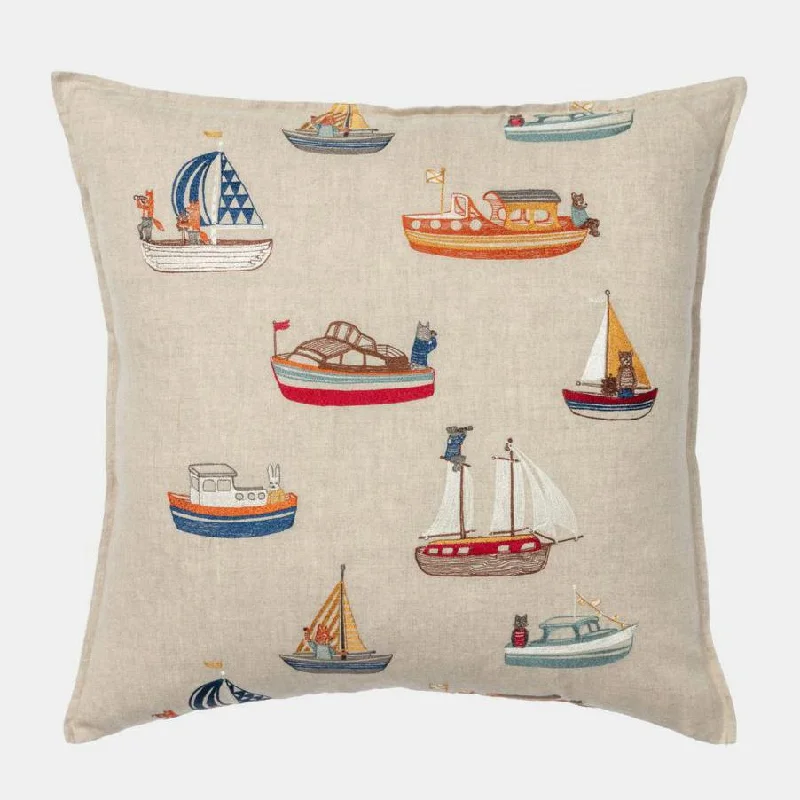 Silk Pillows for Smooth Skin and HairBoats Pattern Square Pillow