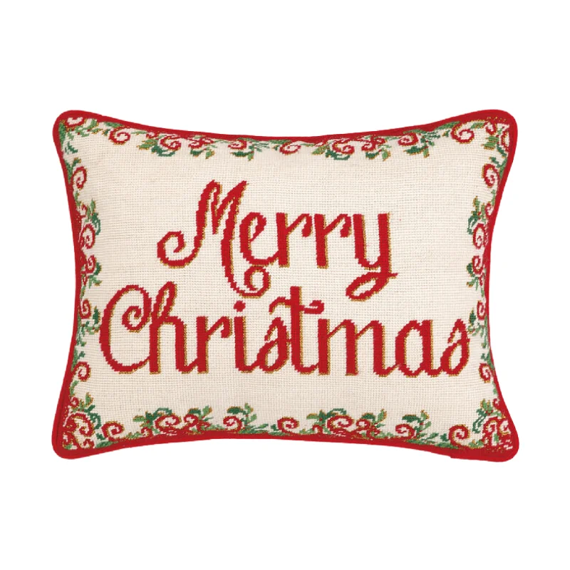 Round Pillows for Boho-Style InteriorsMerry Christmas Medallion Needlepoint Throw Pillow Round Pillows for Boho-Style InteriorsMerry Christmas Medallion Needlepoint Throw Pillow