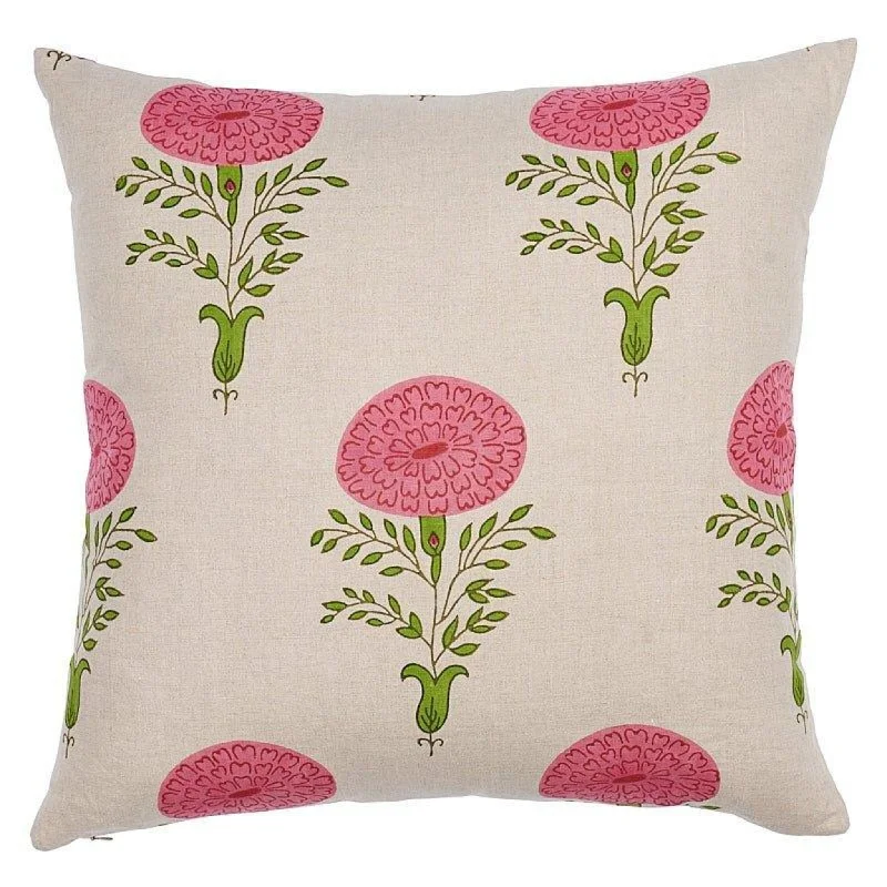 Adjustable Pillows for Customized ComfortPink Marigold 22" Linen Throw Pillow