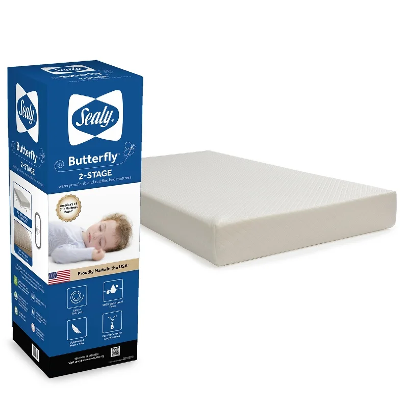 Polyester - foam mattresses for budget - friendly optionsSealy Butterfly 2-Stage Breathable Knit Ultra Firm Crib and Toddler Mattress Polyester - foam mattresses for budget - friendly optionsSealy Butterfly 2-Stage Breathable Knit Ultra Firm Crib and Toddler Mattress