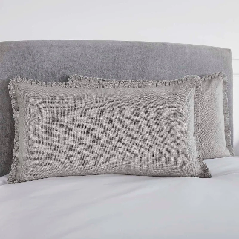 Burlap Dove Grey King Sham w/ Fringed Ruffle 21x37