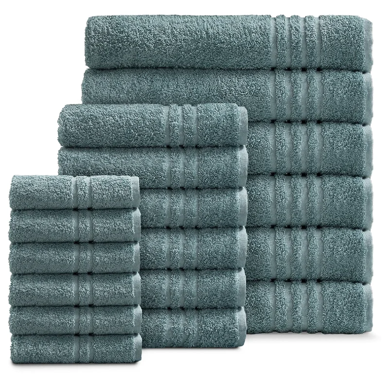 Cotton Pillows for Natural ComfortLuxury Cotton 18-Piece Face-Hand-Body Towel Set