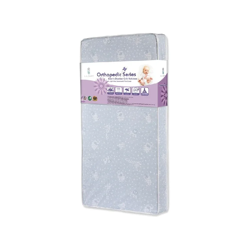 Gel - infused memory foam mattresses for cooler sleepBaby's Slumber Crib Mattress in Light Blue Savannah Print Cover Gel - infused memory foam mattresses for cooler sleepBaby's Slumber Crib Mattress in Light Blue Savannah Print Cover