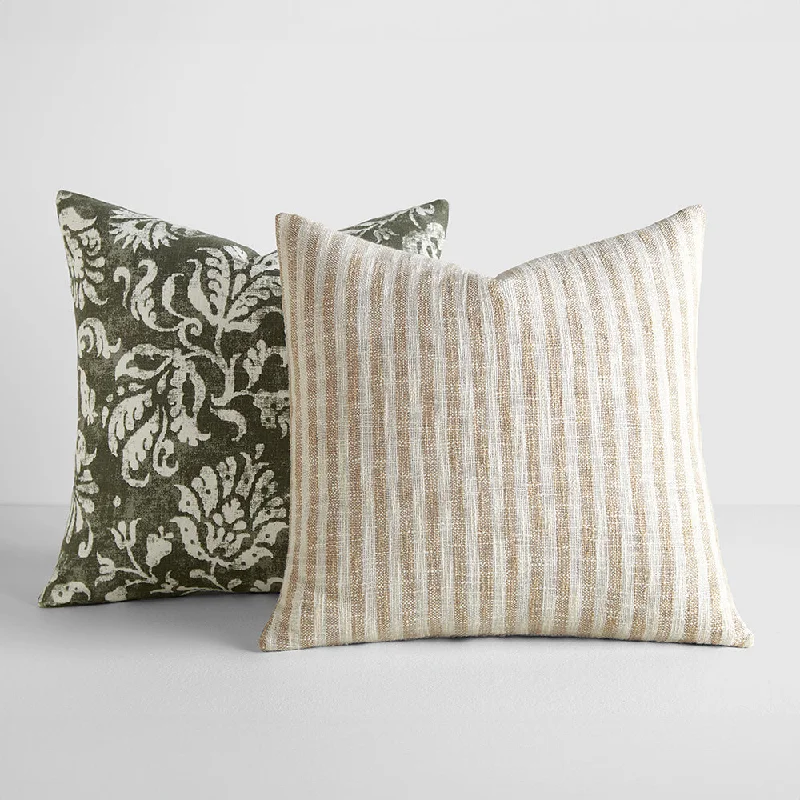 Memory Foam Pillows for Neck Support2-Pack Yarn-Dyed Bengal Stripe / Distressed Floral Décor Throw Pillows Memory Foam Pillows for Neck Support2-Pack Yarn-Dyed Bengal Stripe / Distressed Floral Décor Throw Pillows