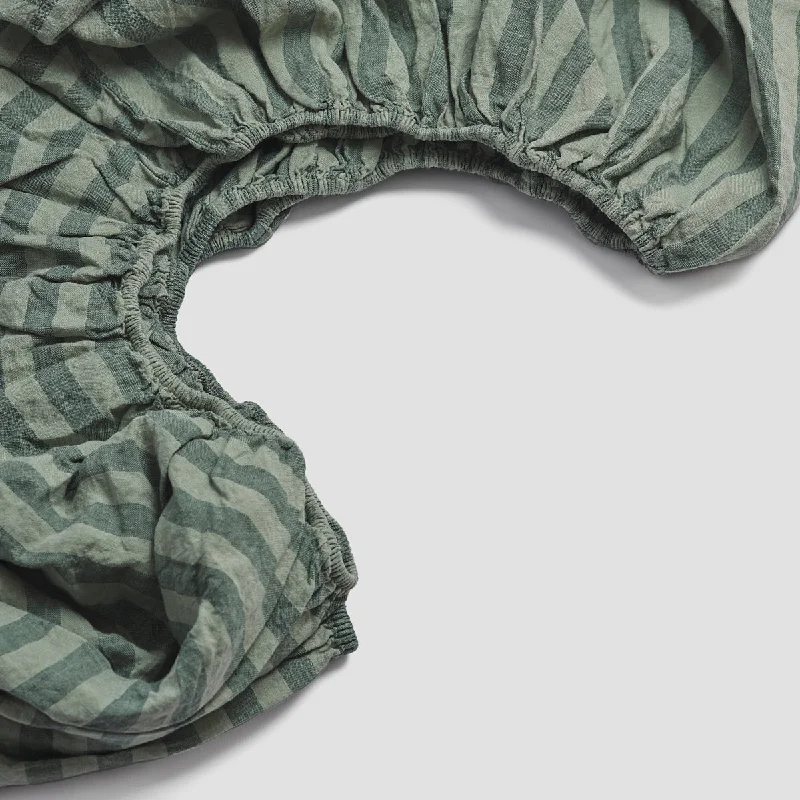 Jersey - Knit Sheets for a Comfortable and Casual BedPine Green Pembroke Stripe 100% Linen Fitted Sheet Jersey - Knit Sheets for a Comfortable and Casual BedPine Green Pembroke Stripe 100% Linen Fitted Sheet