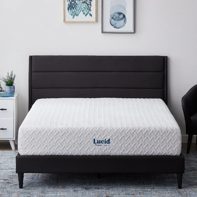 Gel - infused memory foam mattresses for cooler sleepLUCID Comfort Collection 12-inch Plush Gel Memory Foam Mattress Gel - infused memory foam mattresses for cooler sleepLUCID Comfort Collection 12-inch Plush Gel Memory Foam Mattress