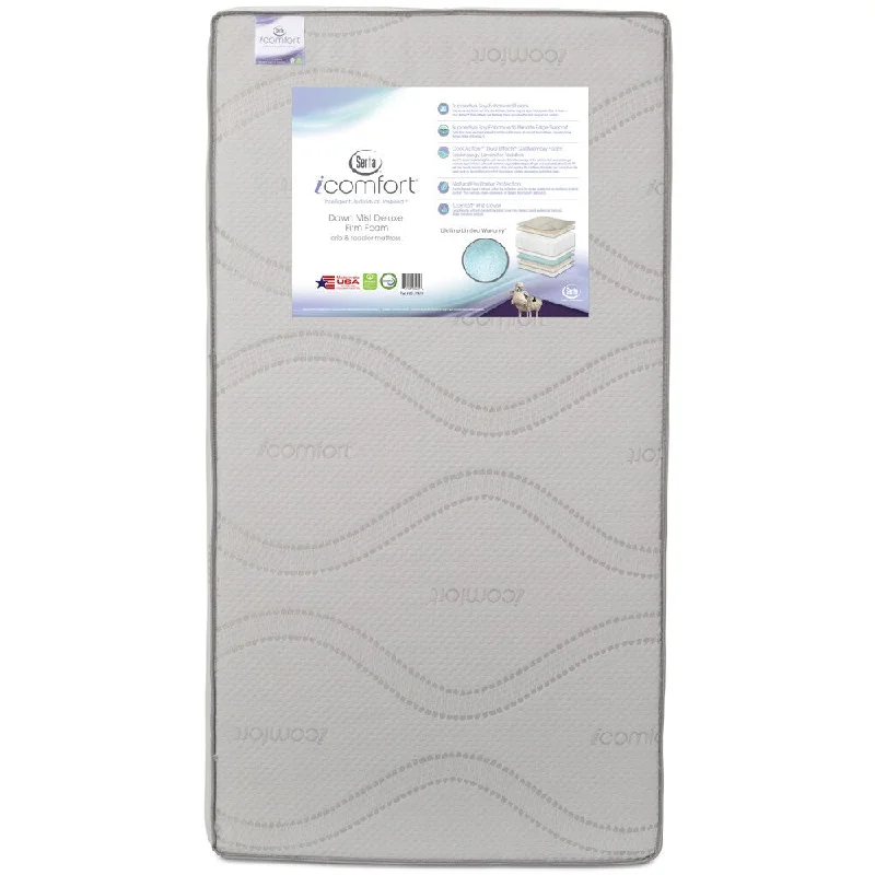 King - size mattresses for spacious master bedroomsSerta iComfort Mirage Deluxe Foam Crib and Toddler Mattress - Multi King - size mattresses for spacious master bedroomsSerta iComfort Mirage Deluxe Foam Crib and Toddler Mattress - Multi
