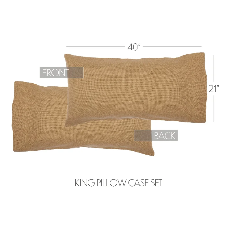 Burlap Natural King Pillow Case Set of 2 21x40
