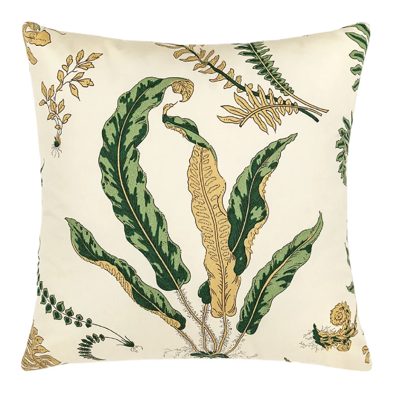 Square Pillows for Modern Home DecorElsie De Wolfe Green & Brown Foliage Outdoor Pillow