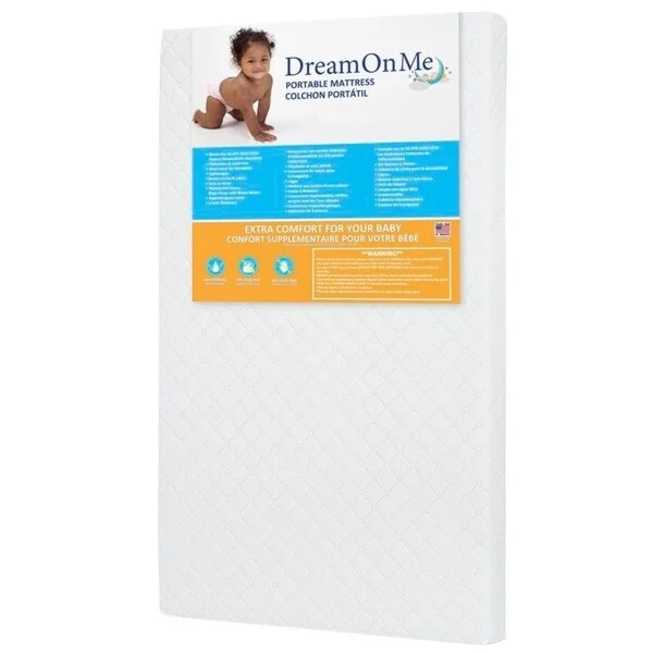 Gel - infused memory foam mattresses for cooler sleepDream On Me 3'' Extra Firm mini/ Portable Crib Mattress, White Gel - infused memory foam mattresses for cooler sleepDream On Me 3'' Extra Firm mini/ Portable Crib Mattress, White