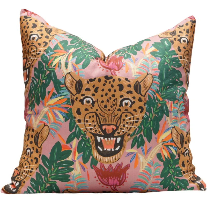 Round Pillows for Boho-Style InteriorsFierce Leopard Pillow Cover in Genuine Pink