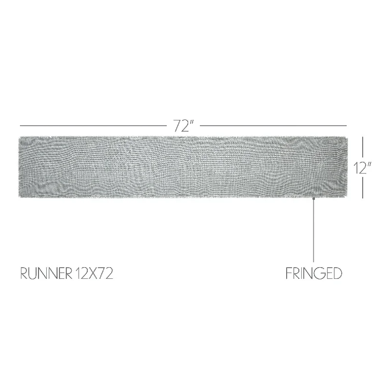Burlap Dove Grey Runner Fringed 12x72