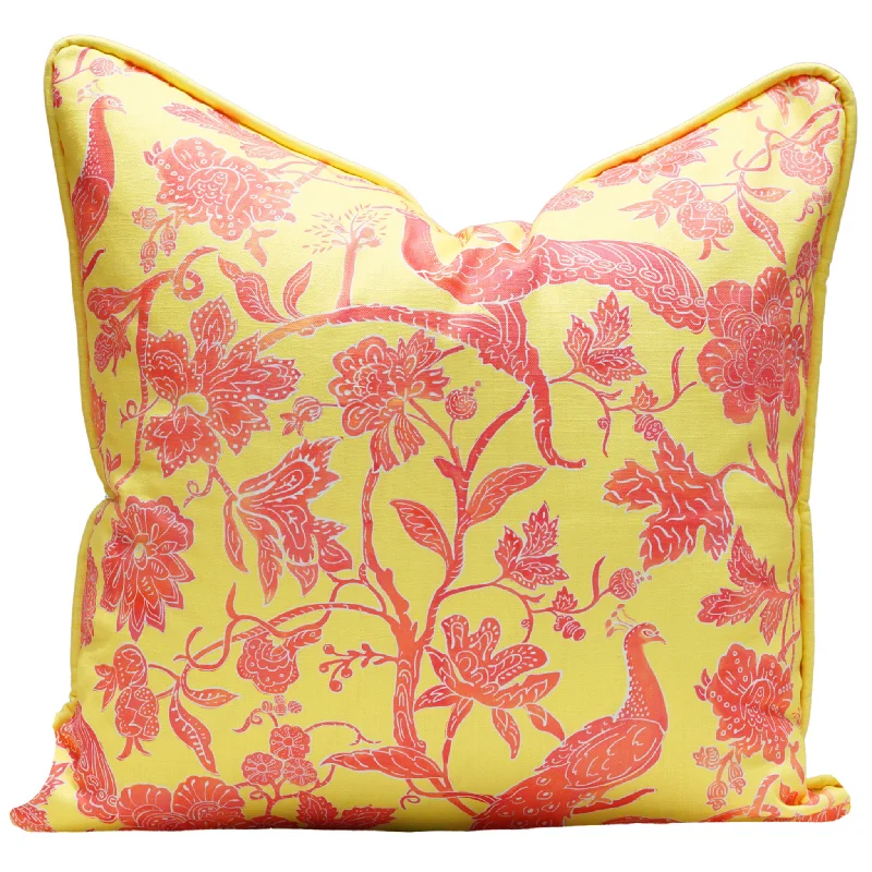 Soft and Fluffy Pillows for Bedroom ComfortPeacock Batik Pillow Cover in Peony