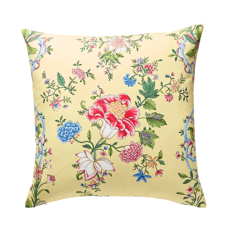 Back Support Pillows for Office ChairsCamellia Trellis Pillow in Butter Blue