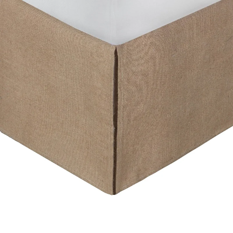 Kuma Full Bed Skirt, Spilt Corners, Burlap Drop, Polyester Platform, Brown