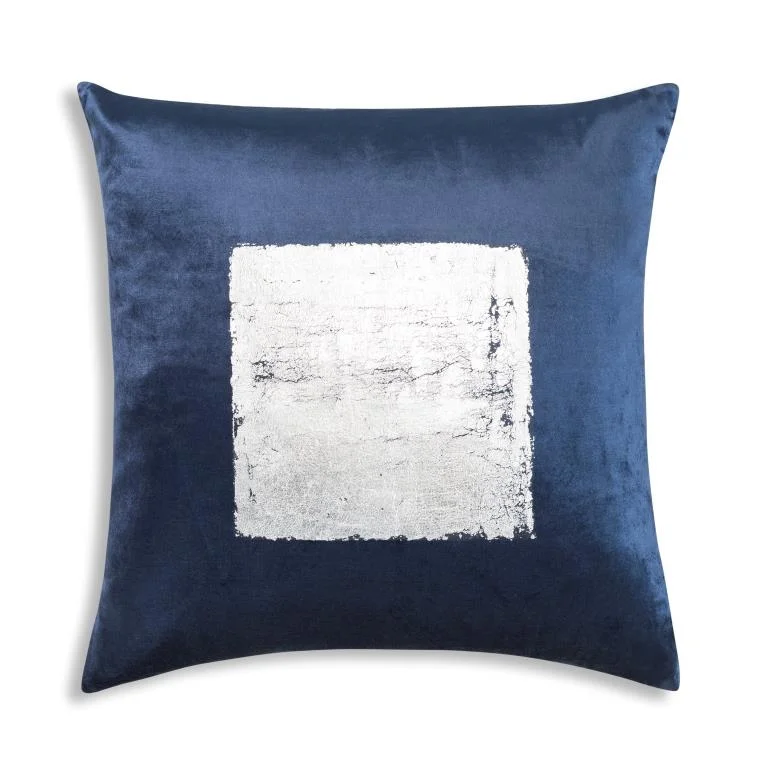 Plush Pillows for a Cozy BedVerona Navy Silver Velvet Pillow