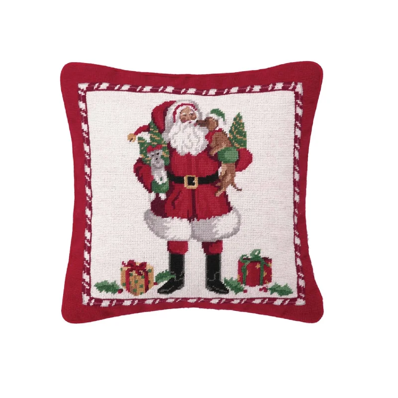 Travel Pillows for Long JourneysSanta and Puppies Needlepoint Throw Pillow