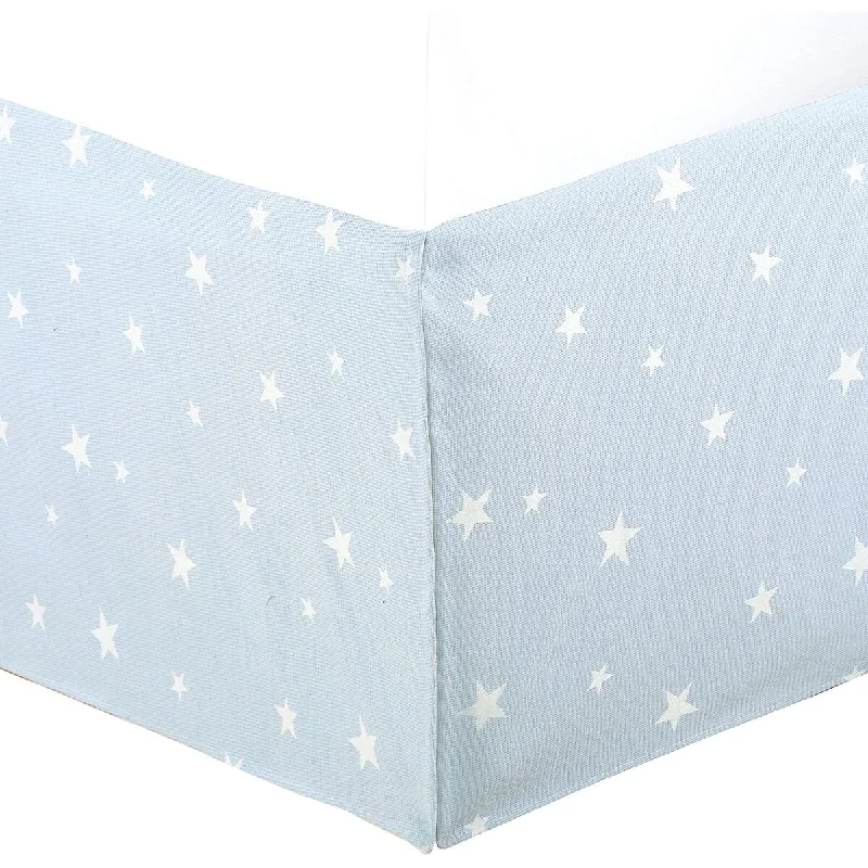 Light Sky Blue Star Cotton Bed Skirt Jacquard Pleated for Kids/Boys/Girls Dust Ruffle with Split Corners, Tailored 16" Drop Light Sky Blue Star Cotton Bed Skirt Jacquard Pleated for Kids/Boys/Girls Dust Ruffle with Split Corners, Tailored 16" Drop