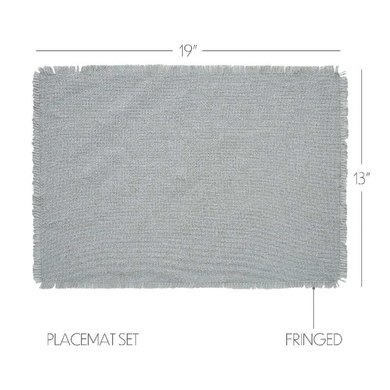 Burlap Dove Grey Placemat Set of 6 Fringed 13x19