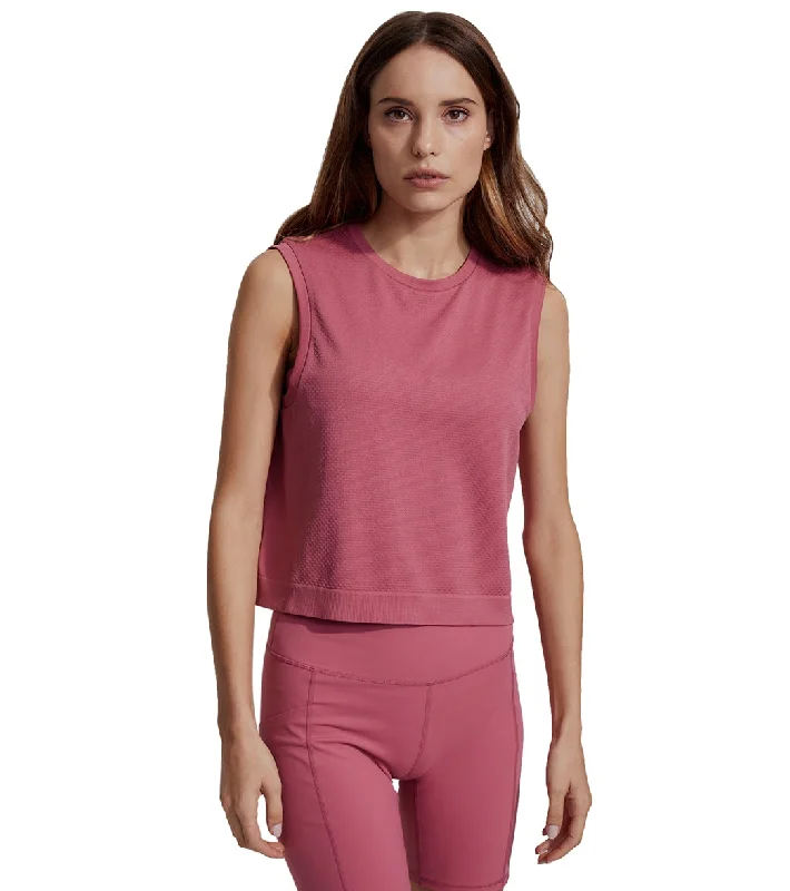 Varley Page Seamless Crop Tank Rose Wine