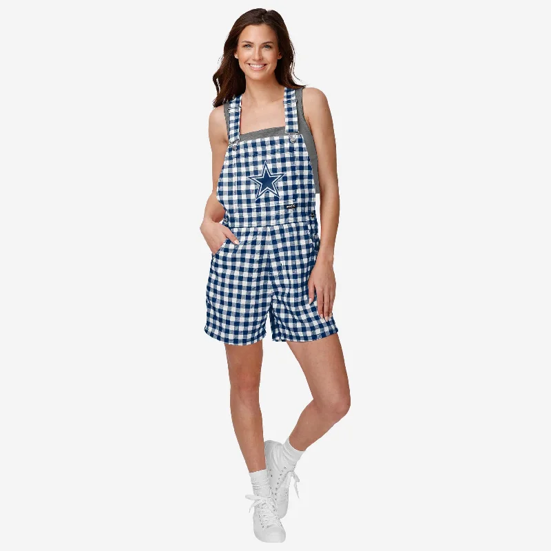 Dallas Cowboys Womens Gingham Check Bib Shortalls