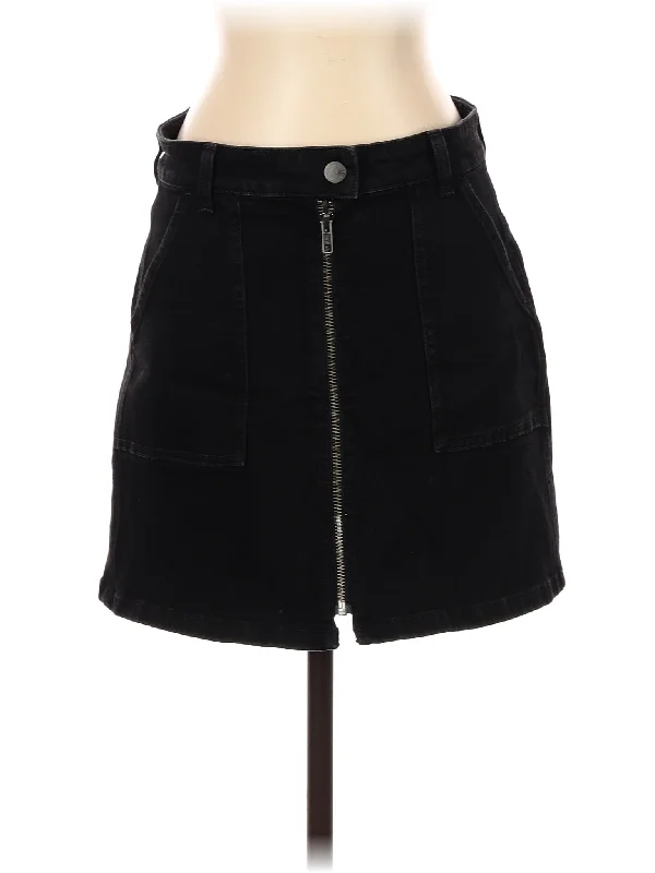 Denim Utility Zip Skirt In Black Frost