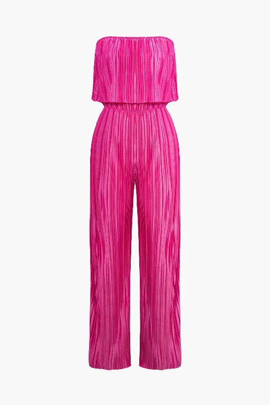 Plisse Wrap Off Shoulder Jumpsuit