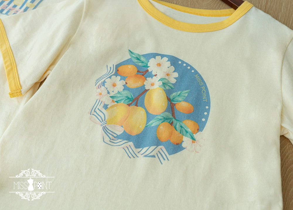 Miss Point~Daisy Lemon~Daily Lolita Lemon Print T-Shirt Customized