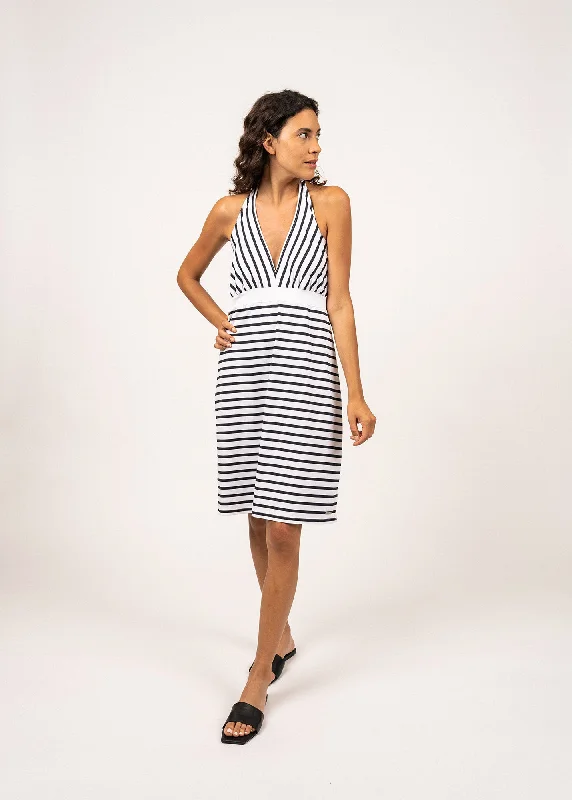 ANTIBES - Backless Breton Striped Dress by Romain Brifault (WHITE / NAVY)