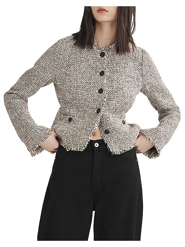 Carmen Womens Tweed Suit Separate Collarless Blazer