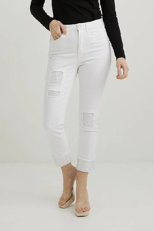 Joseph Ribkoff White Embellished Pants