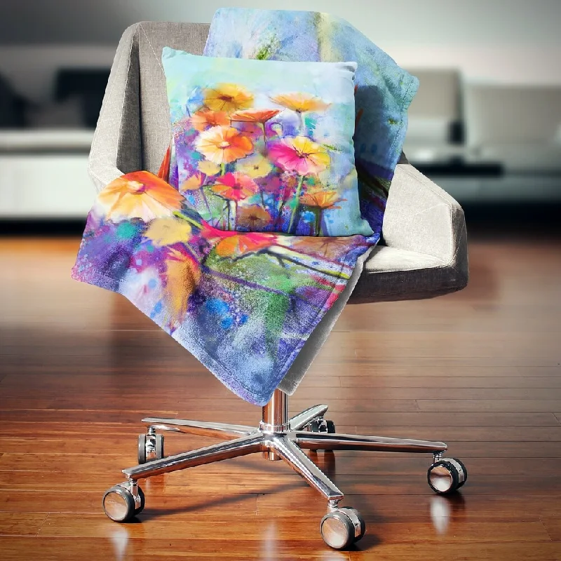 Chenille blankets with a thick and fuzzy textureDesignart 'Abstract Floral Watercolor Painting' Floral Throw Blanket