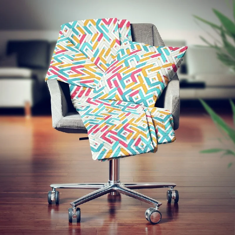 Synthetic fiber blend blankets for a budget - friendly choiceDesignart' Abstract Retro Geometry I' Modern Throw Blanket - 71x59 Synthetic fiber blend blankets for a budget - friendly choiceDesignart' Abstract Retro Geometry I' Modern Throw Blanket - 71x59