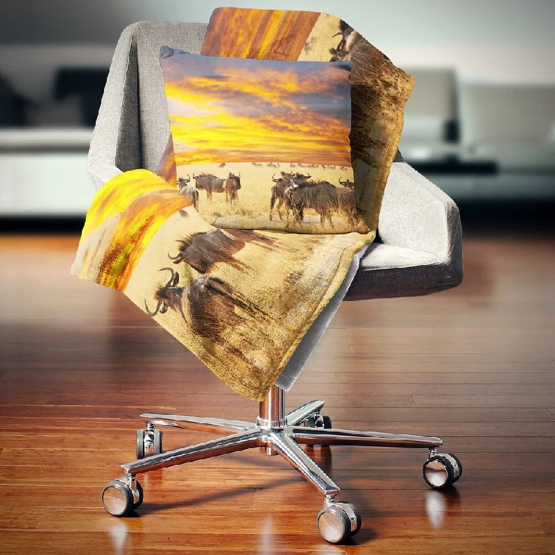 Rayon from bamboo blankets for a silky and breathable feelDesignart 'Antelope Crowd At Sunset' African Throw Blanket Rayon from bamboo blankets for a silky and breathable feelDesignart 'Antelope Crowd At Sunset' African Throw Blanket