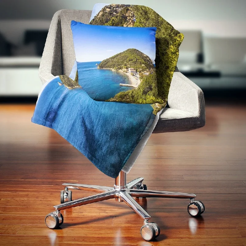 Recycled polyester blankets for an eco - conscious optionDesignart 'Blue Seashore at Elba Island' Seashore Throw Blanket Recycled polyester blankets for an eco - conscious optionDesignart 'Blue Seashore at Elba Island' Seashore Throw Blanket