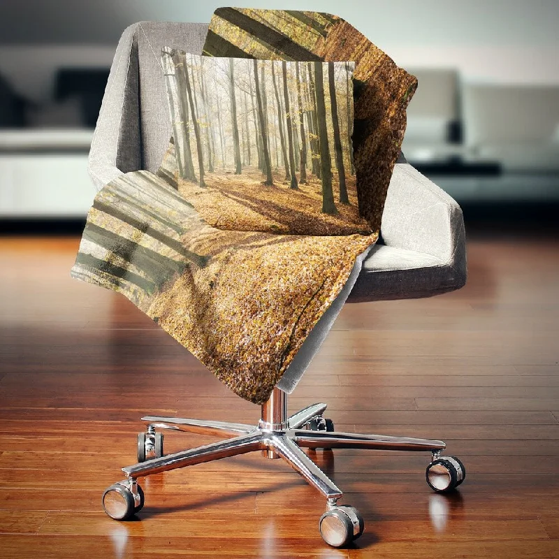 Mohair blankets with a unique sheen and softnessDesignart 'Bright Autumn Day in Thick Forest' Modern Forest Throw Blanket Mohair blankets with a unique sheen and softnessDesignart 'Bright Autumn Day in Thick Forest' Modern Forest Throw Blanket
