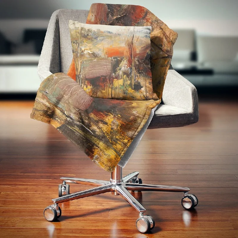 Silk blankets with a smooth and elegant touchDesignart 'Brown Roofs Heavily Textured' Landscape Painting Throw Blanket Silk blankets with a smooth and elegant touchDesignart 'Brown Roofs Heavily Textured' Landscape Painting Throw Blanket