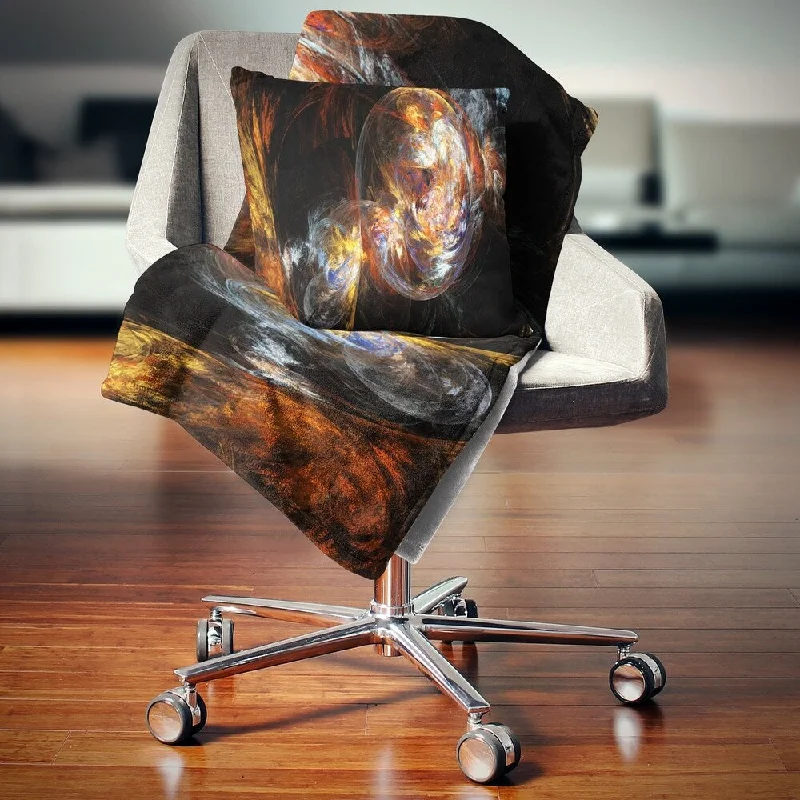 Recycled polyester blankets for an eco - conscious optionDesignart 'Bubble Smoke Golden' Abstract Throw Blanket Recycled polyester blankets for an eco - conscious optionDesignart 'Bubble Smoke Golden' Abstract Throw Blanket