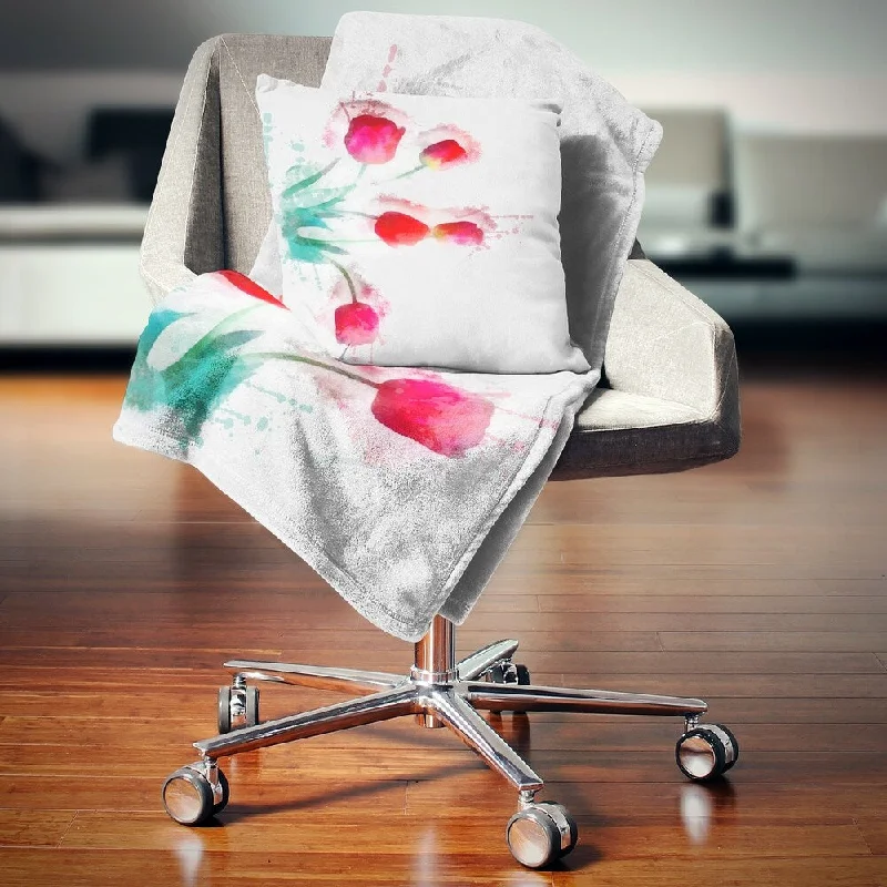 Rayon from bamboo blankets for a silky and breathable feelDesignart 'Bunch of Red Tulips Watercolor' Floral Throw Blanket Rayon from bamboo blankets for a silky and breathable feelDesignart 'Bunch of Red Tulips Watercolor' Floral Throw Blanket
