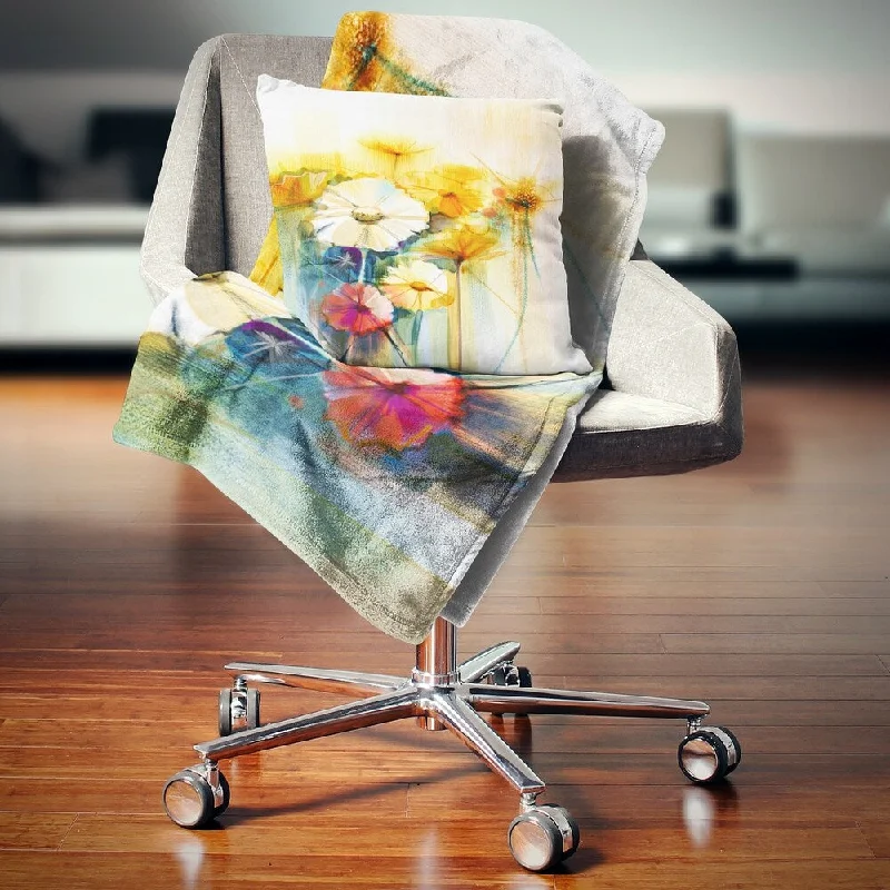 Silk blankets with a smooth and elegant touchDesignart 'Bunch of White Yellow Flowers' Floral Throw Blanket Silk blankets with a smooth and elegant touchDesignart 'Bunch of White Yellow Flowers' Floral Throw Blanket