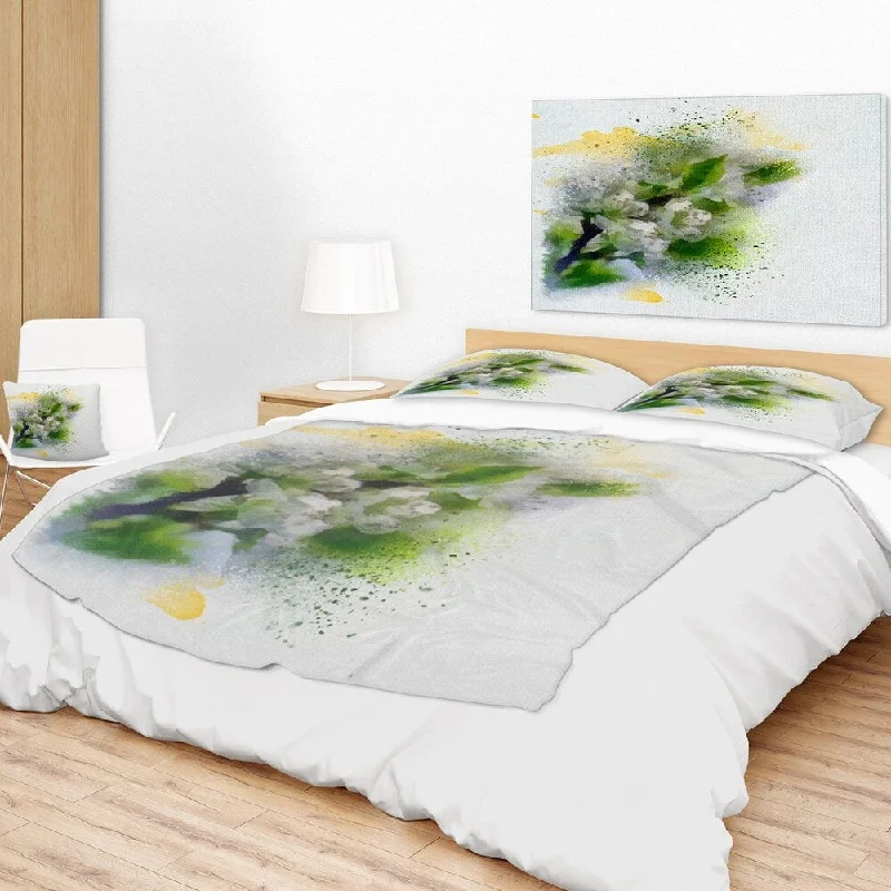 Cotton blankets for breathability and a lightweight feelDesignart 'Cherry Branch with Leaves and Flowers' Flower Throw Blanket Cotton blankets for breathability and a lightweight feelDesignart 'Cherry Branch with Leaves and Flowers' Flower Throw Blanket