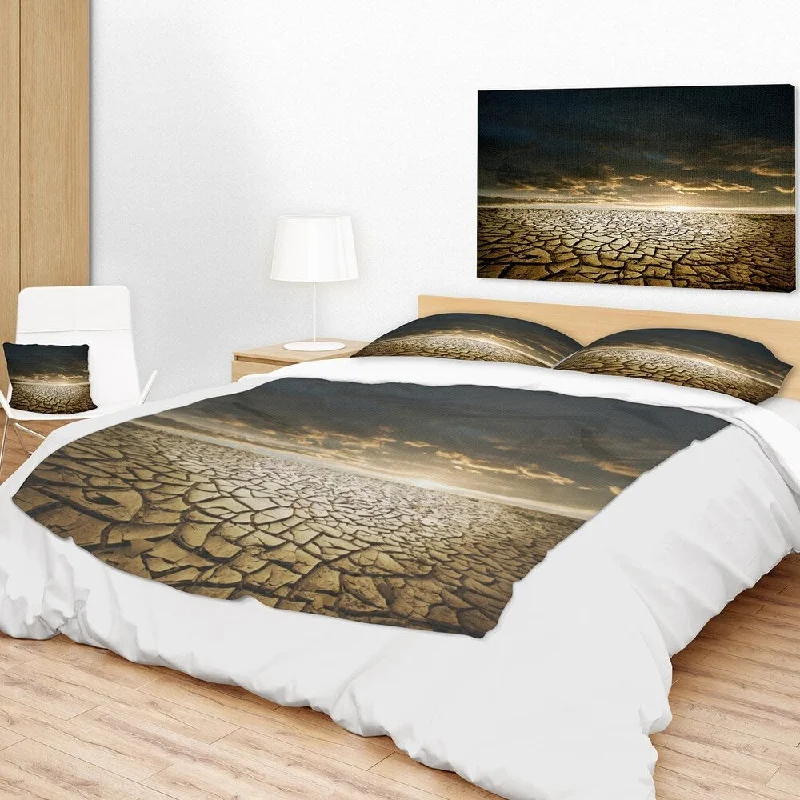 Rayon from bamboo blankets for a silky and breathable feelDesignart 'Drought Land under Cloudy Skies' Modern Landscape Fleece Throw Blanket
