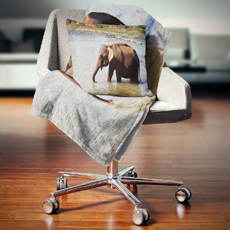 Acrylic blankets for a soft and affordable alternativeDesignart 'Elephant in Water in Sri Lanka' African Throw Blanket
