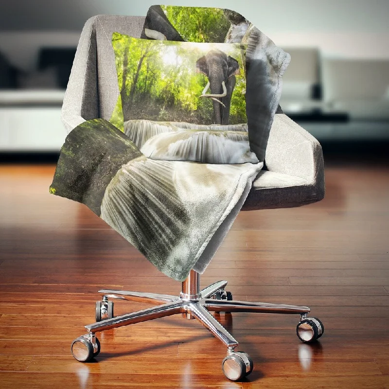 Bamboo fiber blankets with natural antibacterial propertiesDesignart 'Erawan Waterfall with Elephant' Photography Throw Blanket Bamboo fiber blankets with natural antibacterial propertiesDesignart 'Erawan Waterfall with Elephant' Photography Throw Blanket