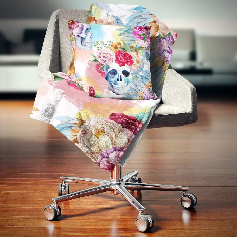 Bamboo fiber blankets with natural antibacterial propertiesDesignart 'Ethnic Skull with Flowers' Floral Throw Blanket Bamboo fiber blankets with natural antibacterial propertiesDesignart 'Ethnic Skull with Flowers' Floral Throw Blanket